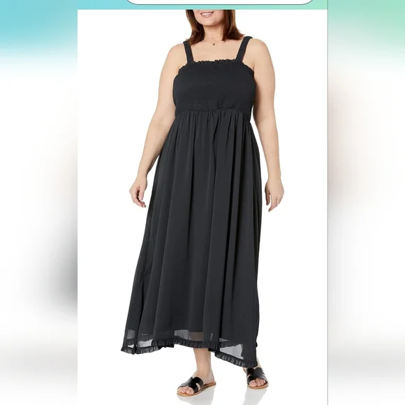 Elegant Black Maxi Dress The Drop Women's Jaya Smocked-Bodice Chiffon XLThe Drop - Picture 5 of 12